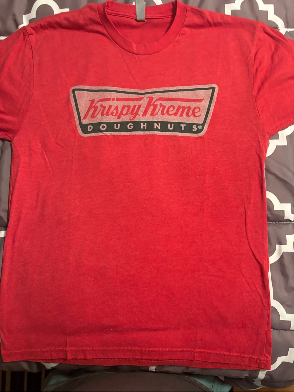 Krispy kreme doughnuts Next Level Apparel Red Crewneck Logo Tag Tee medium